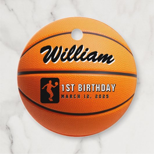 Basketball Birthday Party Bedankjes Labels (Voorkant)