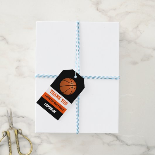 Basketball Birthday Party Cadeaulabel (Met Touw)