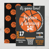 Basketball Birthday Party Custom Kaart (Voorkant / Achterkant)