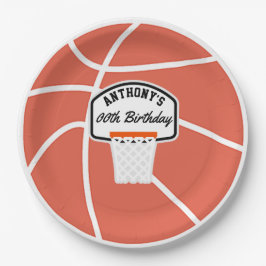 Basketball Birthday Party gepersonaliseerd Papieren Bordje