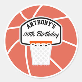 Basketball Birthday Party gepersonaliseerd Ronde Sticker