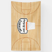 Basketball Birthday Party gepersonaliseerd Spandoek (Verticaal)