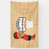 Basketball Birthday Party gepersonaliseerd Spandoek (Verticaal)
