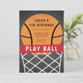 Basketball Birthday Party Invitation Kaart (Staand voorkant)