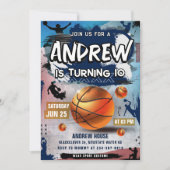 Basketball Birthday Party Invitation Kaart (Voorkant)