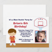 Basketball Birthday Party Invitation Kaart (Voorkant / Achterkant)