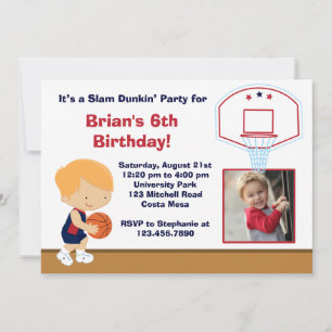 Basketball Birthday Party Invitation Kaart