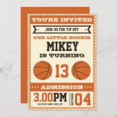 Basketball Birthday Party Invitation Kaart (Voorkant / Achterkant)