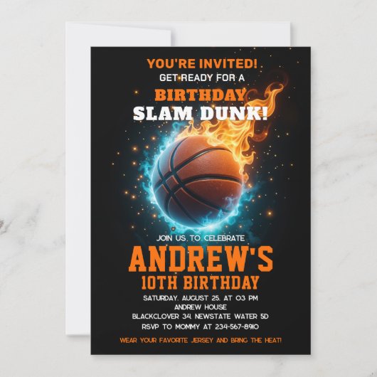 Basketball Birthday Party Invitation Kaart (Voorkant)