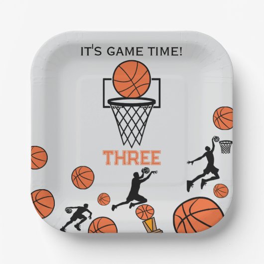 Basketball Birthday Party Invitation Papieren Bordje (Voorkant)