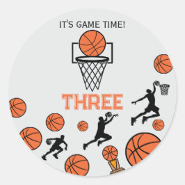 Basketball Birthday Party Invitation Ronde Sticker