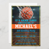 Basketball Birthday Party Kaart (Voorkant / Achterkant)