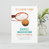 Basketball Birthday Party Kaart (Staand voorkant)