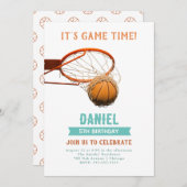 Basketball Birthday Party Kaart (Voorkant / Achterkant)