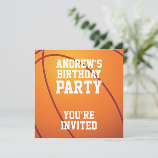 Basketball Birthday Party Kaart (Staand voorkant)