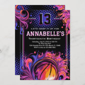 Basketball Birthday Party Kaart (Voorkant / Achterkant)