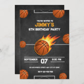 Basketball Birthday Party Kaart (Voorkant / Achterkant)