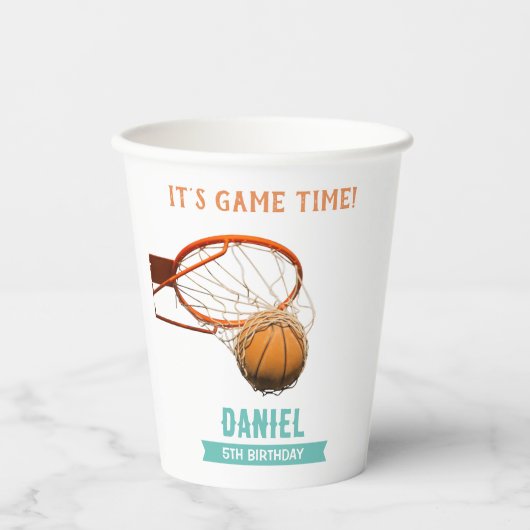 Basketball Birthday Party Papieren Bekers (Voorkant)
