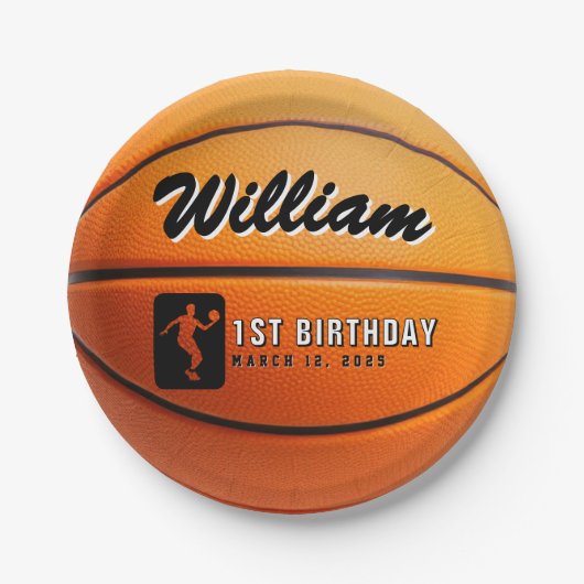 Basketball Birthday Party Papieren Bordje (Voorkant)