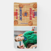 Basketball Birthday Party Photo Spandoek (Verticaal)