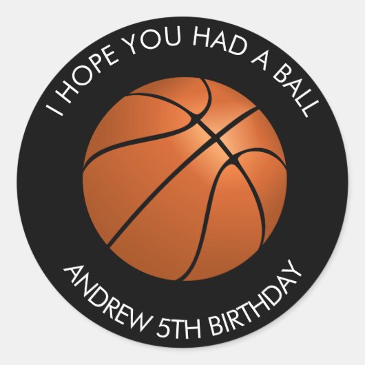 Basketball Birthday Party Ronde Sticker (Voorkant)