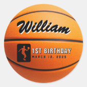 Basketball Birthday Party Ronde Sticker (Voorkant)