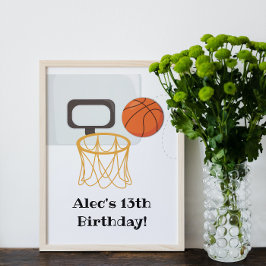 Basketball Birthday Party Sign Poster