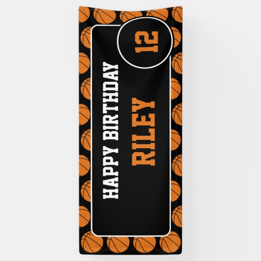 Basketball Birthday Party Spandoek (Verticaal)