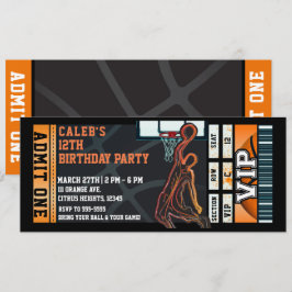 Basketball Birthday Party VIP Ball Game Ticket Kaart