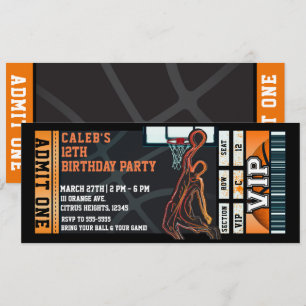 Basketball Birthday Party VIP Ball Game Ticket Kaart
