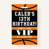 Basketball Birthday Party VIP Pass Badge (Achterkant)