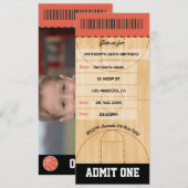 Basketball Birthday Party voegt foto Ticket toe Kaart (Voorkant / Achterkant)