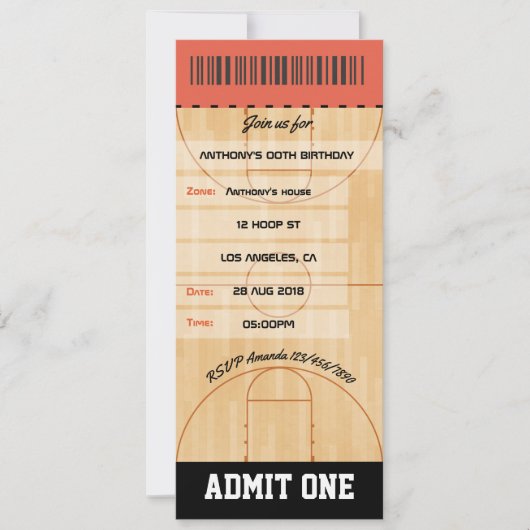 Basketball Birthday Party voegt foto Ticket toe Kaart (Voorkant)
