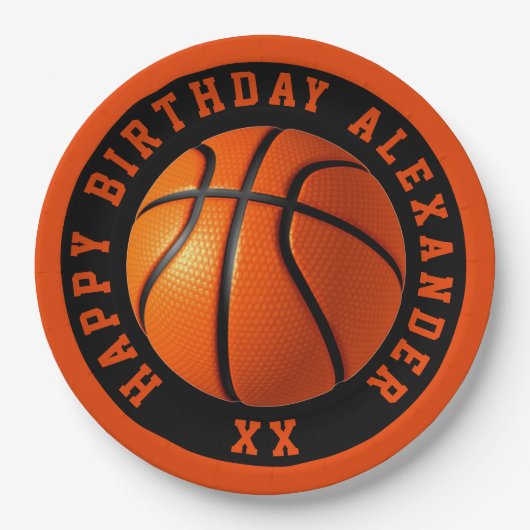 Basketball Birthday personaliseren Papieren Bordje (Voorkant)