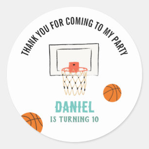 Basketball Birthday Ronde Sticker