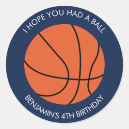 Basketball Birthday Ronde Sticker