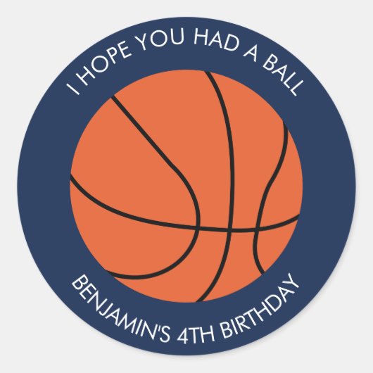 Basketball Birthday Ronde Sticker (Voorkant)