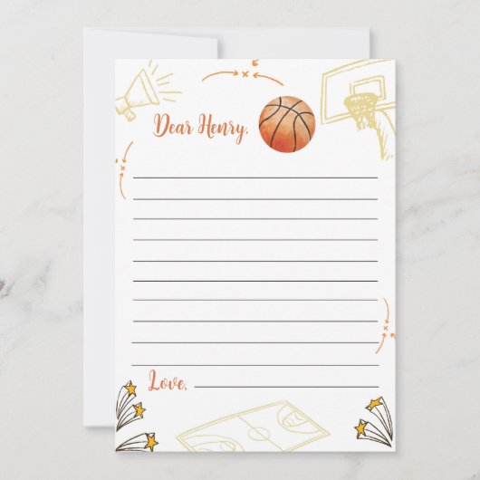 Basketball Birthday Time Capsule Note Kaart (Voorkant)