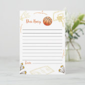 Basketball Birthday Time Capsule Note Kaart (Staand voorkant)
