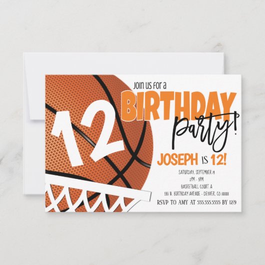 Basketball Birthday Uitnodiging (Voorkant)