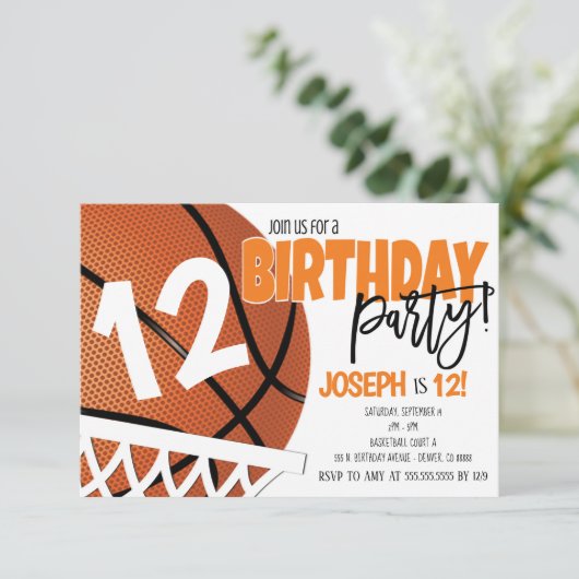 Basketball Birthday Uitnodiging (Staand voorkant)