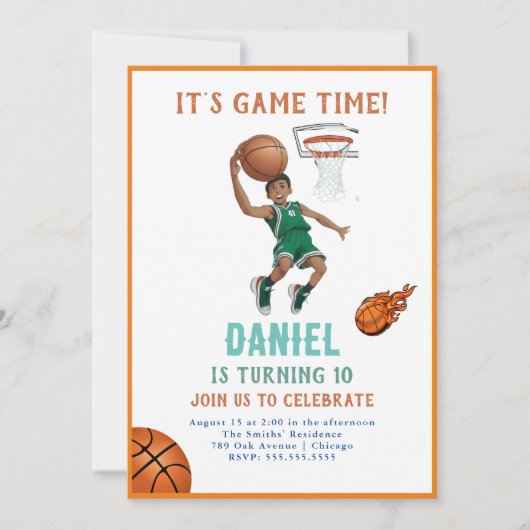 Basketball Birthday Uitnodiging (Voorkant)