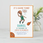 Basketball Birthday Uitnodiging (Staand voorkant)