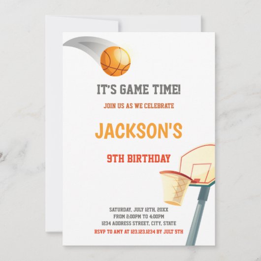 Basketball Birthday Uitnodiging (Voorkant)