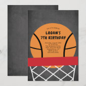 Basketball Birthday Uitnodiging (Voorkant / Achterkant)