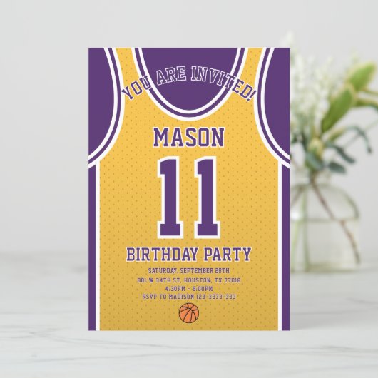 Basketball Birthday Uitnodiging (Staand voorkant)