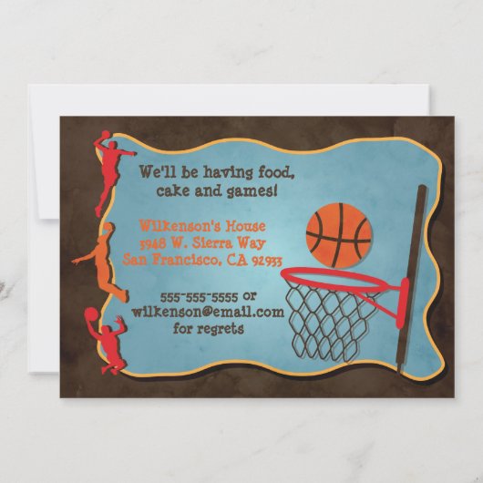 Basketball Birthday Uitnodiging (Achterkant)