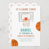 Basketball Birthday Uitnodiging (Voorkant / Achterkant)