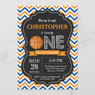 Basketball Birthday Uitnodiging eerste verjaardag