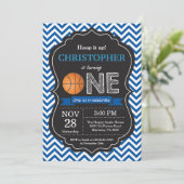 Basketball Birthday Uitnodiging eerste verjaardag (Staand voorkant)